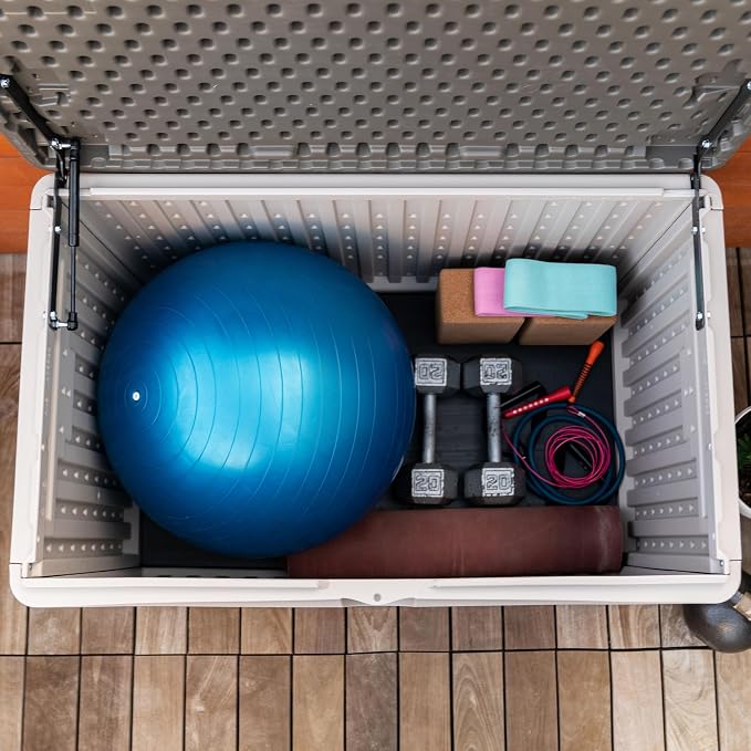 LIFETIME 60103 Deck Storage Box, 80 Gallon, Desert Sand/Brown - Image 2