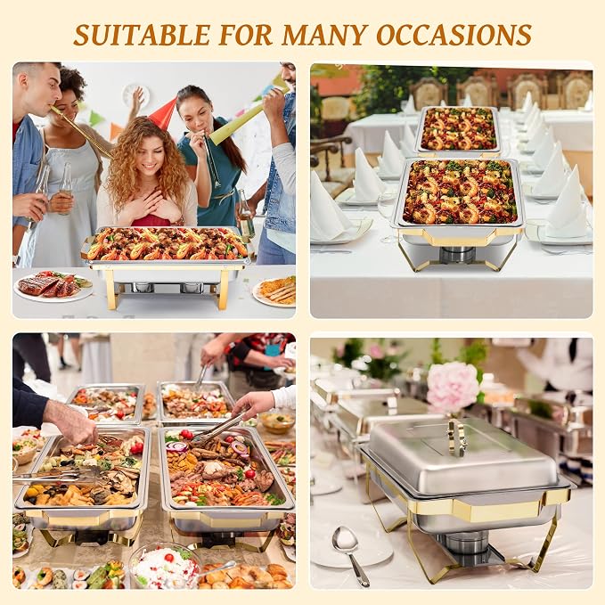 Rengue 9.5QT Chafing Dishes for Buffet, Buffet Servers and Warmers Heating & - Image 2