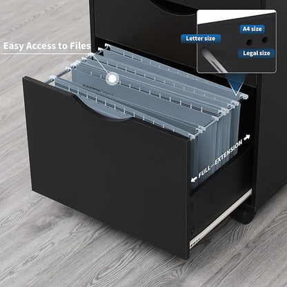 QDSSDECO 3 Drawer Mobile File Cabinet, Rolling Vertical Filing Cabinet fits A4 - Image 4