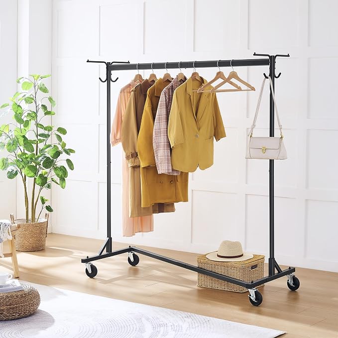 Hoctieon Z Clothes Rack with Cover, Metal Heavy Duty Clothing Rack, Rolling - Image 7