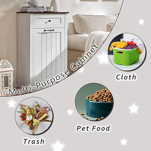 Tilt Out Trash Can Cabinet, 10 Gallon Farmhouse Laundry Hamper Cabinet - Image 4