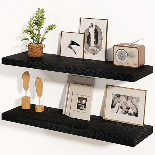 Fun Memories Black Floating Shelves 36 Inch Long, 8 Inch Deep Floating Shelf by FunMemories