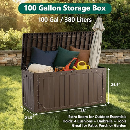 Outdoor Storage Box, 100 Gallon Deck Box Outdoor Storage Bench Outside - Image 7