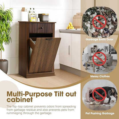 Grepatio Tilt Out Fluted Laundry Hamper Cabinet, 11 Gallon Hidden Laundry Hamper - Image 8