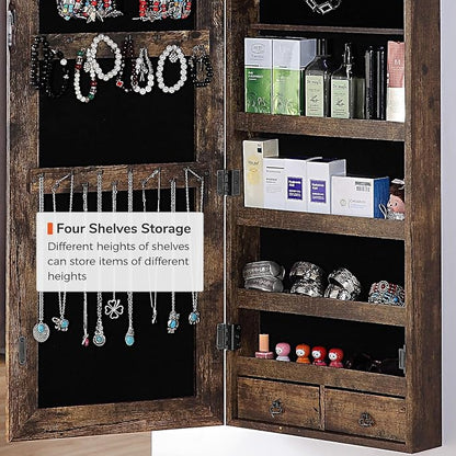 GISSAR Full Length Mirror Jewelry Cabinet, 6 LEDs Jewelry Armoire Wall Mounted - Image 8