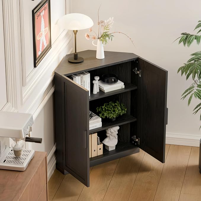 Casaphoria Farmhouse Corner Cabinet, Wooden Corner Storage Cabinet - Image 4