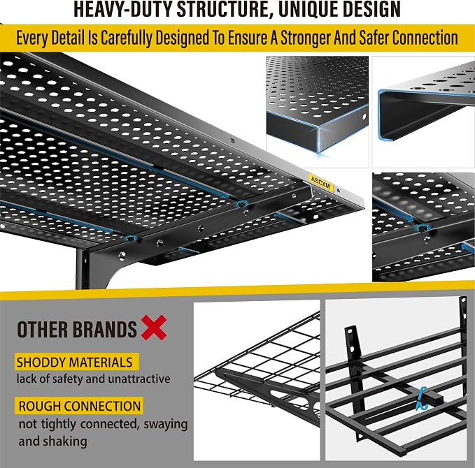 1pack×2 Tier 1.3x3ft Garage Shelving Wall Mounted, 400 lbs Load Capacity - Image 4
