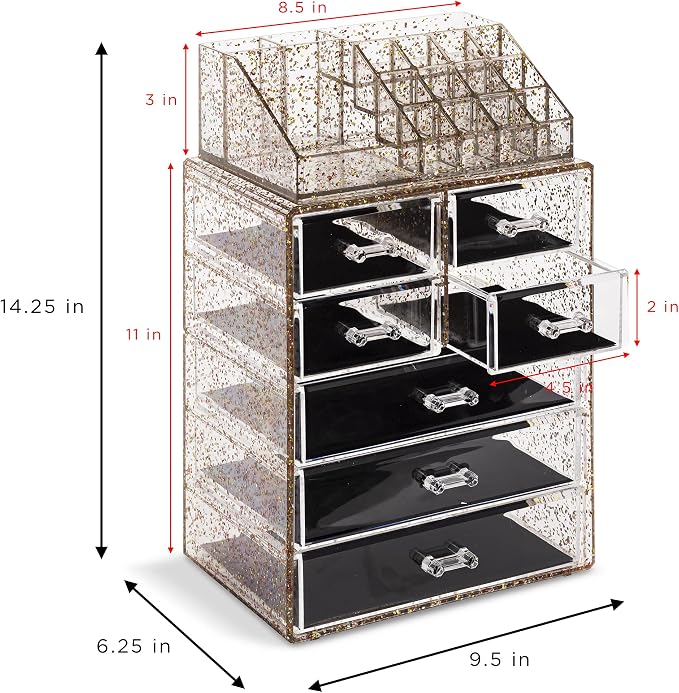 Sorbus Clear Cosmetic Makeup Organizer - Image 4