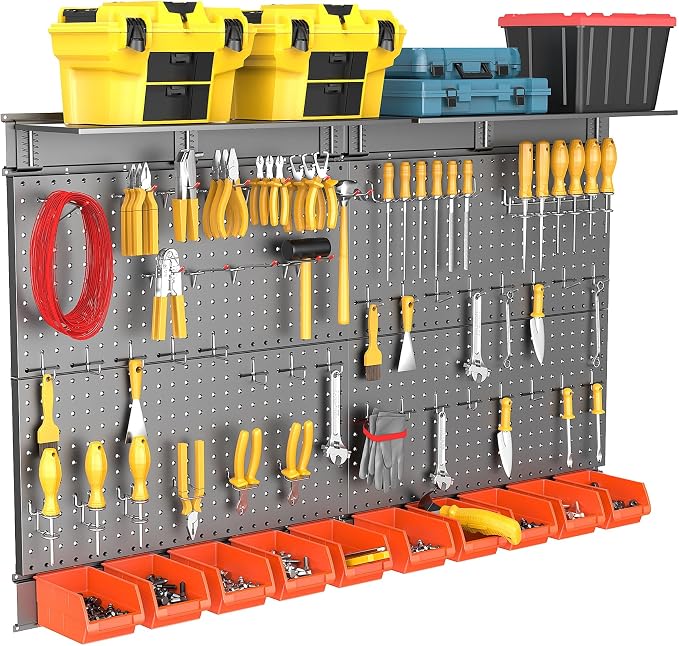 TORACK Metal Pegboard with Peg Board Hooks, Tools Storage Pegboard with - Image 7