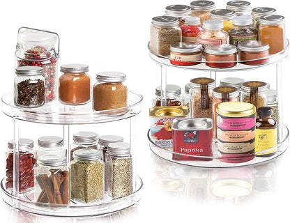 2 Tier Lazy Susan Bathroom Organizer, 9.25Inch Clear 360 Rotating Makeup - Image 5