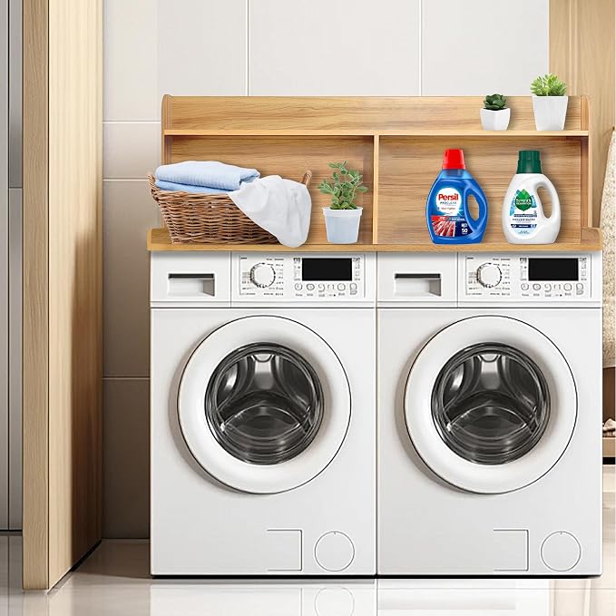 Royxen 2-Tier Washer Dryer Countertop, 19.5" H Wood Washer Dryer Topper - Image 2
