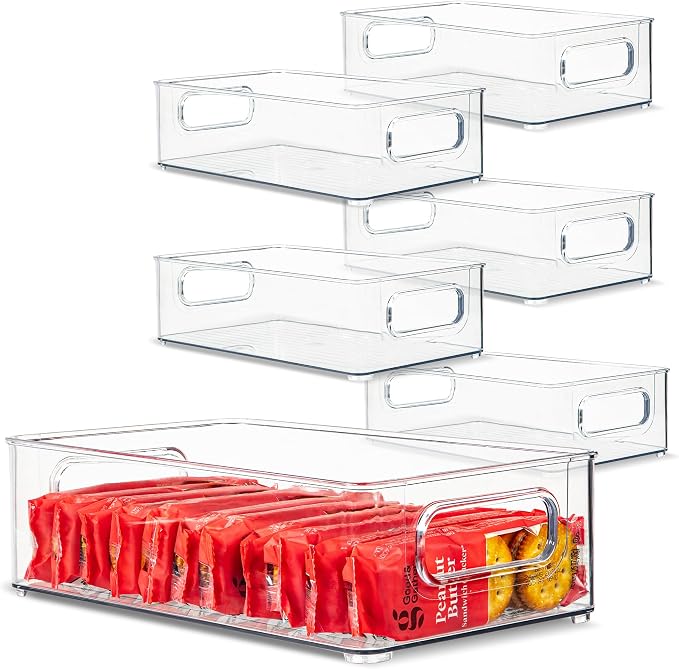 primebox Plastic Food Storage 6 Pack Clear Container Bin by primebox