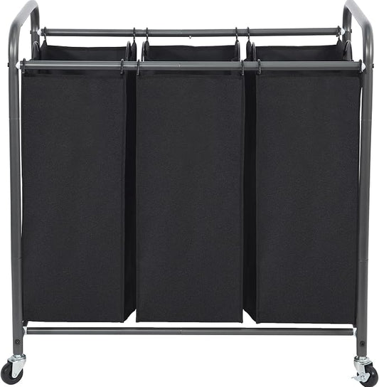 STO STO Laundry Sorter 3 Section, 3 Bag Laundry Hamper, Rolling Laundry Cart by STOSTO