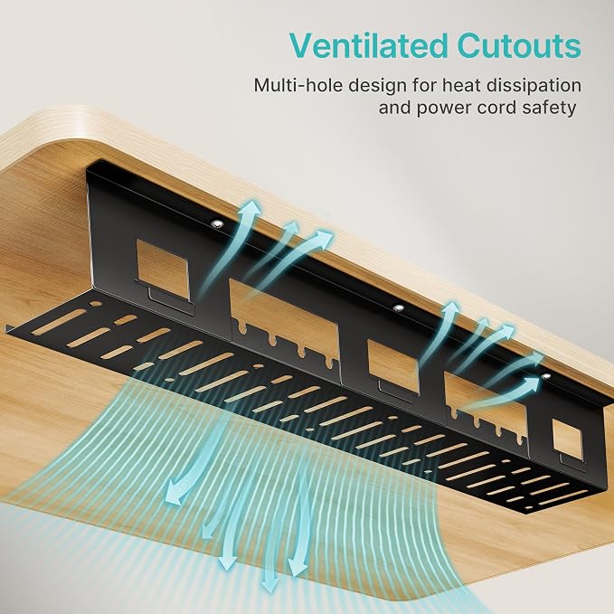 Under Desk Cable Management Tray, 31.5 Inches Metal Cord Organizer Rack - Image 7