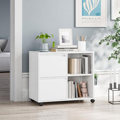 MIIIKO 2 Drawer File Cabinet on Wheels, Metal Filing Cabinets - Image 2