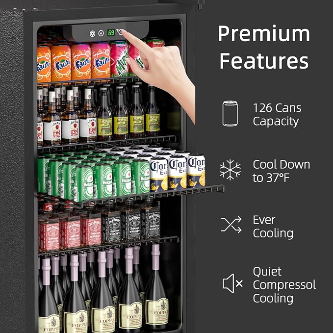 Compact Freestanding Beverage Refrigerator, 126 Can/3.2 Cubic FeetMini Fridge - Image 3