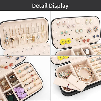 DesignSter Travel Jewelry Box, PU Leather Portable Jewelry Case, Small Jewelry - Image 4