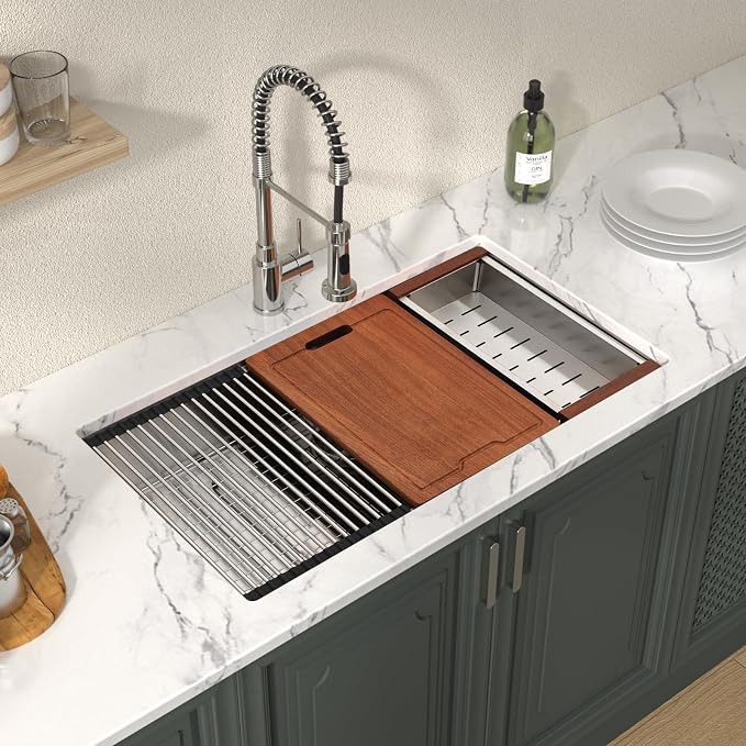Lordear 33 Undermount Kitchen Sink 33" x 19" Stainless Steel Sinks 16 Gauge - Image 2