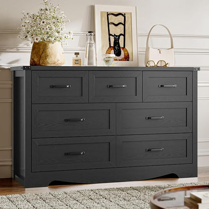 7-Drawer Dresser for Bedroom, Modern Wooden Chest of Drawers by BORNOON
