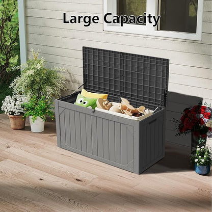 100 Gallon Outdoor Storage Box Waterproof, Resin Deck Box Storage Bin - Image 6