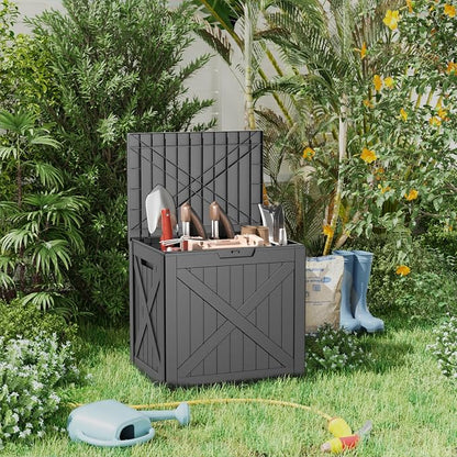 32 Gallon Waterproof Outdoor Storage Box, UV Resistant Resin Deck Box - Image 2