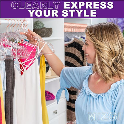 MIZGI Premium Clear Invisible Acrylic Hangers, Crystal Plastic Hangers - Image 4