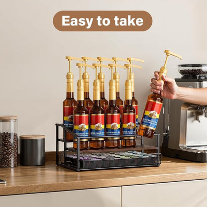 Coffee Syrup Rack Organizer, 3-Tier 10 Bottle Syrup Rack - Image 2