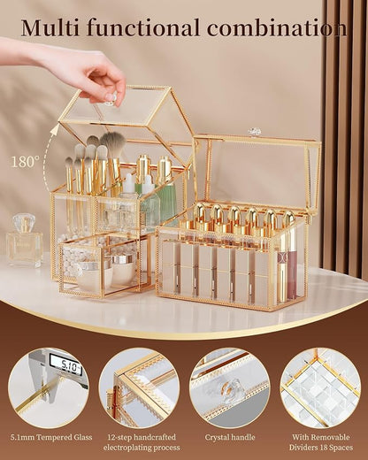 Tempered Glass Makeup Organizer – Clear Vanity Organizer - Image 8