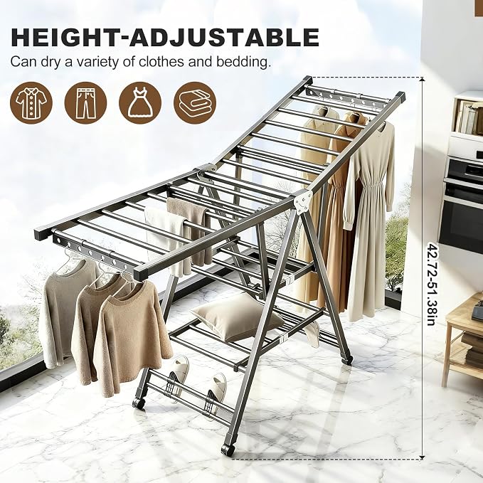 Heavy Duty 3-Tier Clothes Drying Rack - Image 6