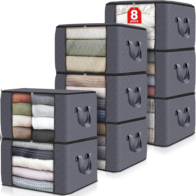 Fab totes Storage Bags, Clothes Blanket Storage Bins Foldable Closet Organizers by Fabtotes