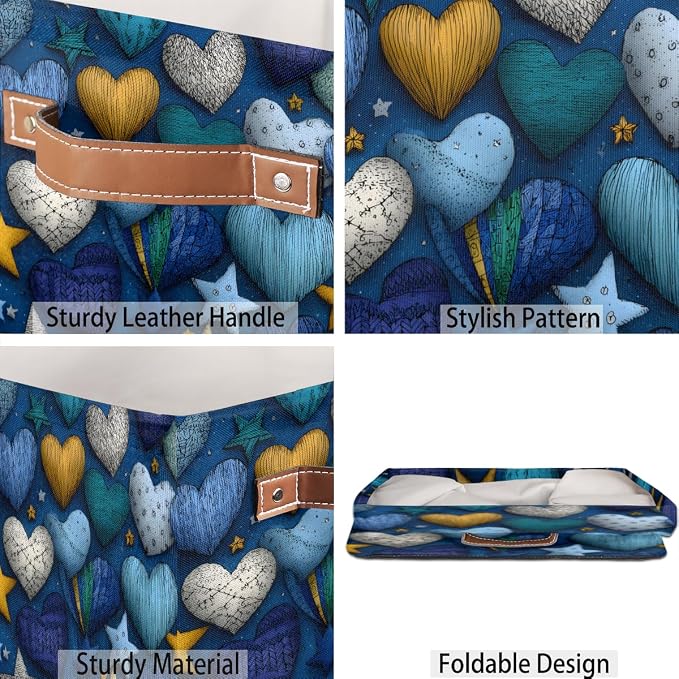 TropicalLife 13x13x13 Inch Large Fabric Storage Cube Vintage Valentine's Day - Image 5