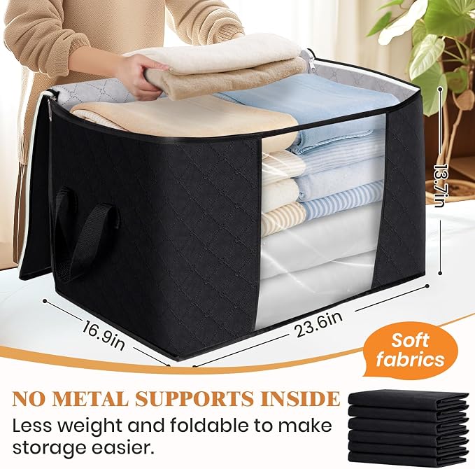 Fab totes 24 Gallons Clothes Storage, Foldable Thick Fabric Blanket Storage Bags - Image 2