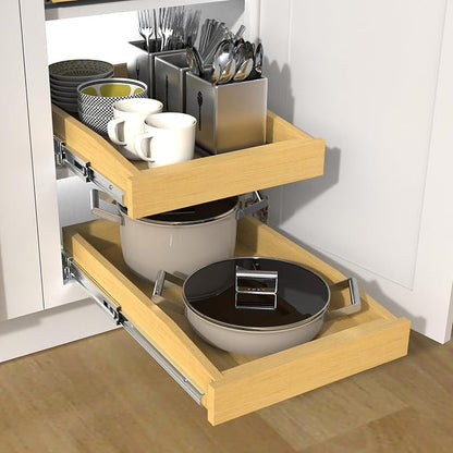 Wooden Pull out Cabinet Organizer 11" W x 21" D x 3.35" H, Heavy Duty Slide Out - Image 5