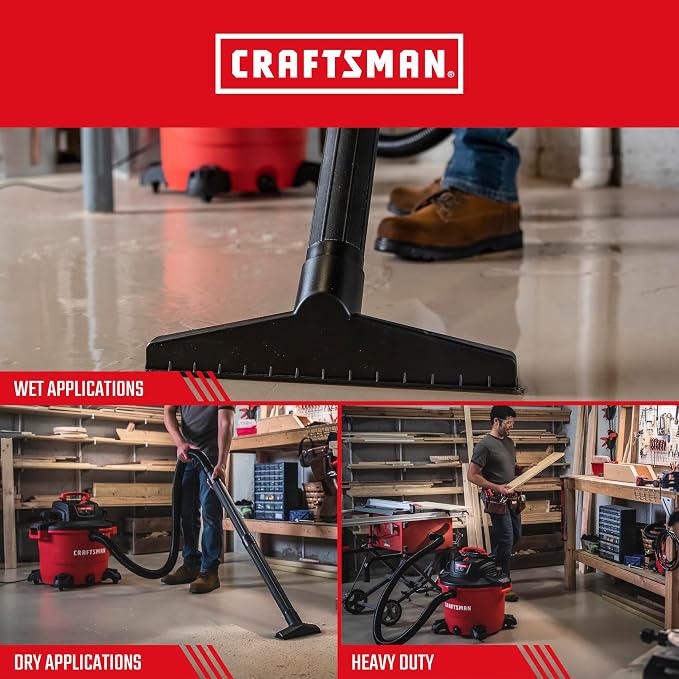 CRAFTSMAN CMXEVBE17595 16 Gallon 6.5 Peak HP Wet/Dry Vac, Heavy-Duty Shop Vacuum - Image 4