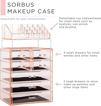Sorbus Clear Cosmetic Makeup Organizer - Image 2