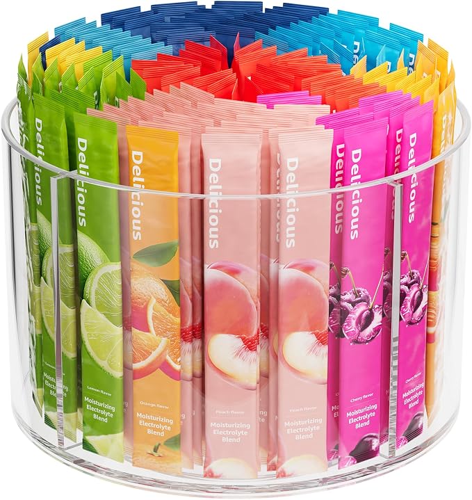 Divided Drink Packet Organizer, Rotating Turntable Organizer, Water Drink by SlowSLog