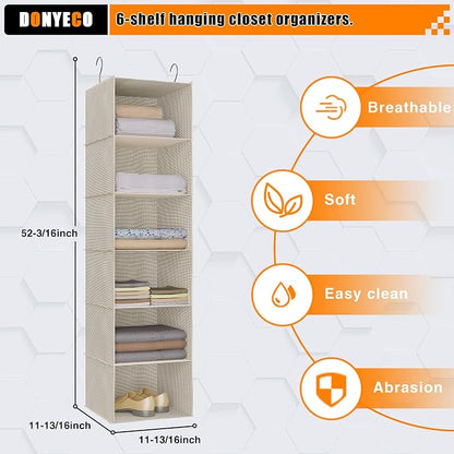 Hanging Closet Organizer, Easy Mount Foldable 6-Shelf Hanging Closet Wardrobe - Image 3