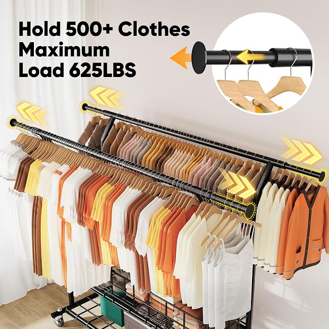 HOKEEPER Heavy Duty Clothes Rack Load 625 LBS, Clothing Rack - Image 3