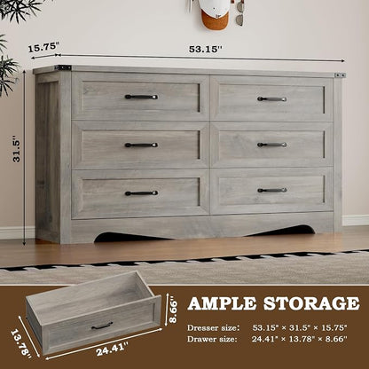 6-Drawer Dresser for Bedroom, Modern Wooden Chest of Drawers - Image 2