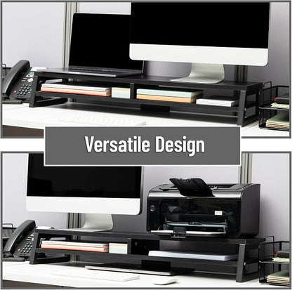 Mind Reader 2-Tier MDF Double Monitor Stand, Dual Screen Riser - Image 6