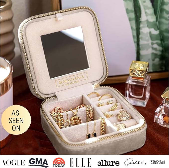 Benevolence LA Plush Velvet Jewelry Box | Travel Jewelry Case Organizer - Image 6