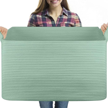95L Extra Large Blanket Basket, Rectangle Nursery Blanket Storage by OIASKET