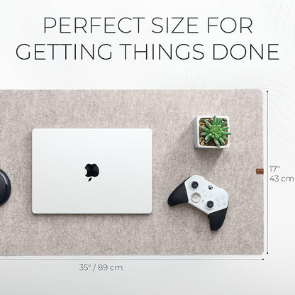 Nordik Large Felt Desk Mat – Stone Oat Beige – 35 x 17 inch – Computer Desk Mat - Image 3