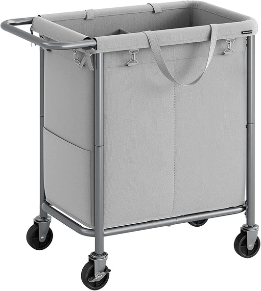 SONGMICS Laundry Basket with Wheels, 2-Section Rolling Laundry Hamper, 37 by SONGMICSbySONGMICSHOME