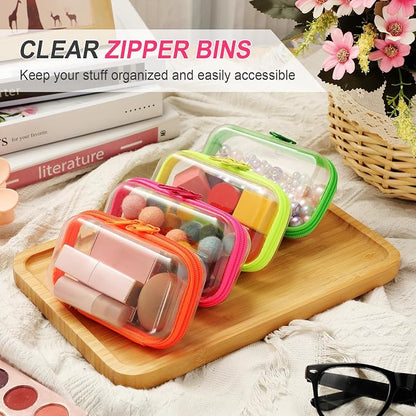 Hoolerry 4 Pcs Hard Clear Zipper Case Makeup Bags Plastic Pencil Pouch - Image 5
