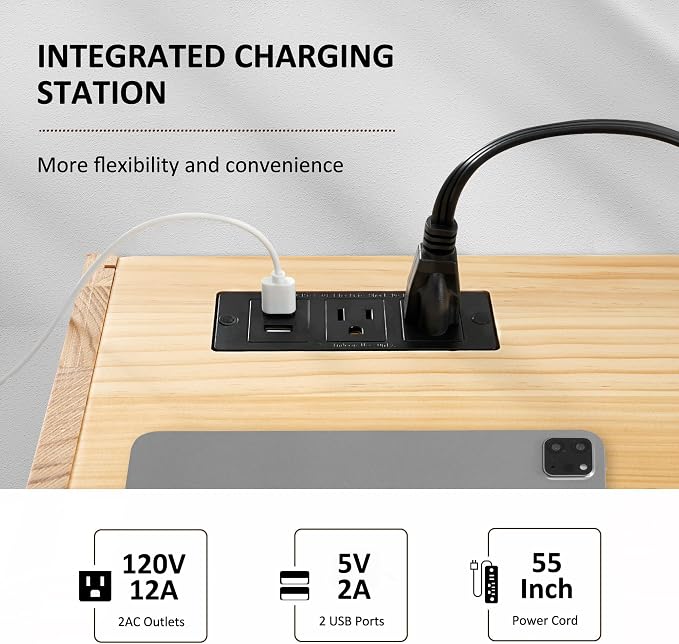 Afuly Floating Nightstand with Charging Station, Wall Mount Night Stand with - Image 6