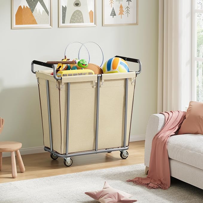 Large laundry hamper with Wheels, 2 Bag 360L Big Rolling Laundry Basket Sorter - Image 7