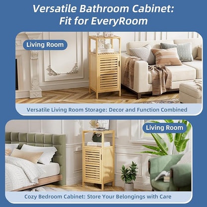 HITNET Bathroom Cabinet Freestanding, Small Bamboo Floor Cabinet, 4 Tier Single - Image 8