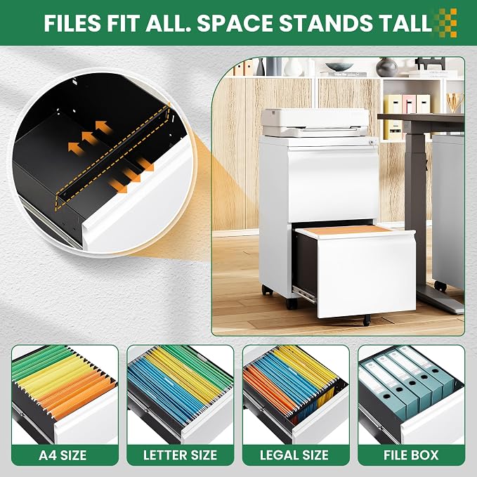 2 Drawer Mobile File Cabinet - Image 6
