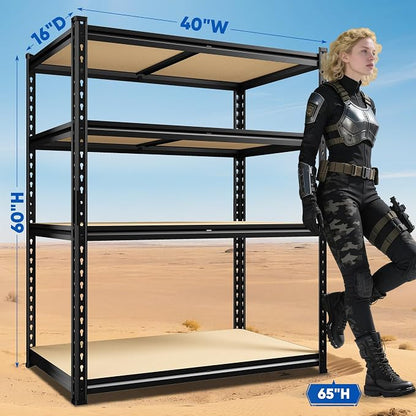 40" W Garage Shelving, 4 Tier Storage Shelves Load 2000 lbs, Adjustable Garage - Image 3